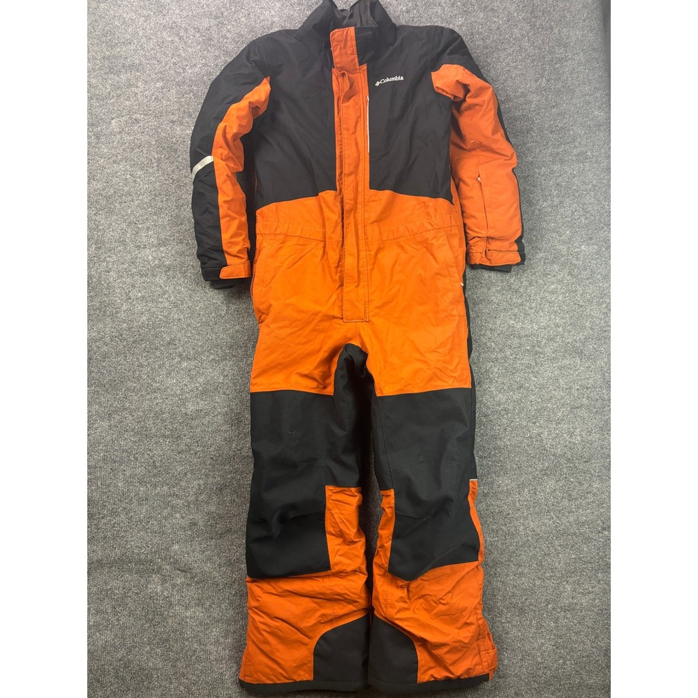 Columbia Buga Snow Suit Kids L 14/16 Orange Black Outgrown One Piece Omni Tech